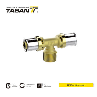 Heating System  Brass Press Fittings Male Tee Fitting ISO228  Thread 63G