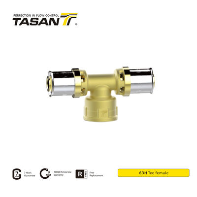 ISO228 Thread Brass Press Fittings 16mm Female Tee Connector 63H