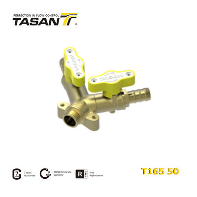 1/2&quot; X 10.5mm X 10.5mm Two Way Brass Gas Valve Male X Double Hose Connector Wear Resisting