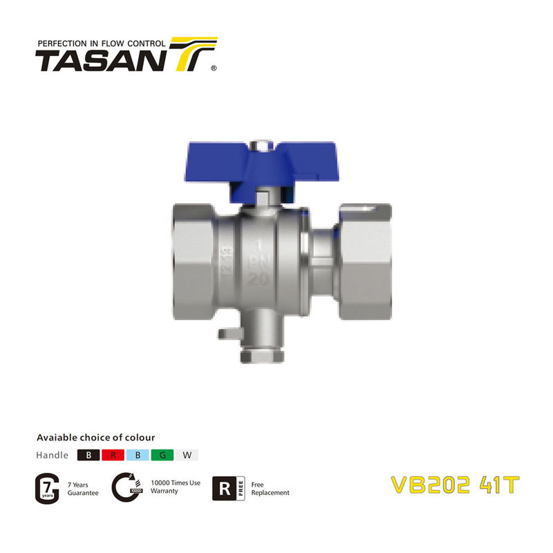 VB202 41T Brass TSP Ball Valve With Swivel Nut And Butterfly Aluminium Handle  PN 20Bar