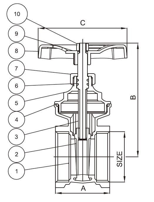 Waterworks 2 Inch Brass Gate Valve PN16 Female Gate Valve 16C 0