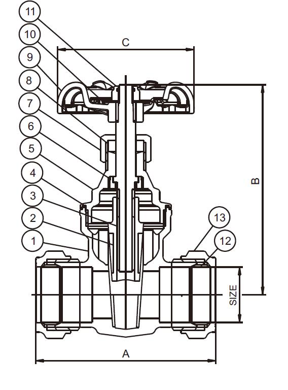 Oil Pipelines PN20 3 Inch Brass Gate Valve With End Compression 21A 0