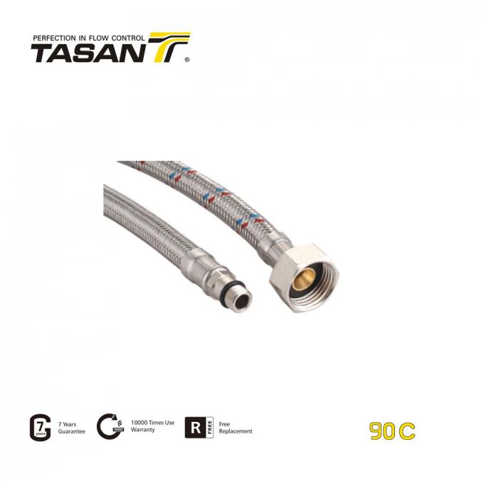 Braided 304SS Stainless Steel Flexible Hose For Noncorrosive Liquid 90C 0