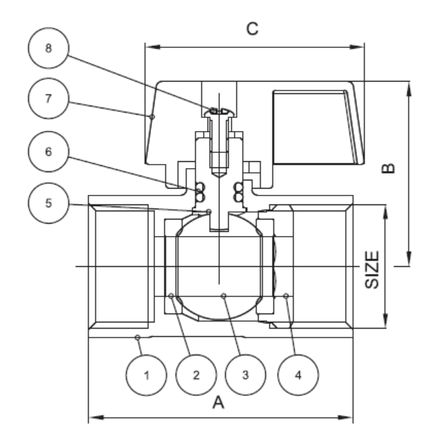 Female X Male ISO228 Thread Water Pipe Ball Valve PN25 Bar 12D 1